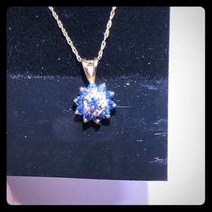 SOLD10kt gold Natural Sapphires/diamonds necklace.